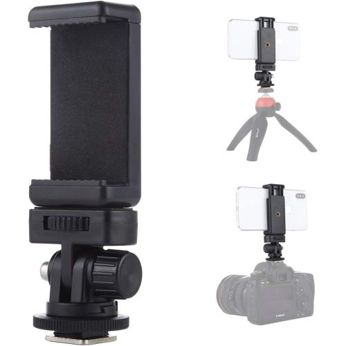  PULUZ Phone Holder Camera Thread Cold Shoe Tripod Mount Adapter with 1/4 inch Screw & Phone Clamp?for GoPro Hero 7 6 5,DJI OSMO Action,iPhone X 8 7 6 Samsung Ring Light Photography