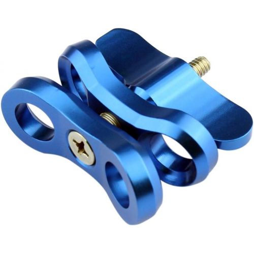  PULUZ 1inch Underwater Ball Clamp 2 Mount Hole Clip Adapter CNC Aluminum Alloy Click for Diving Underwater Arm System Diving Tray DJI Osmo Action GoPro LED Light (Blue)