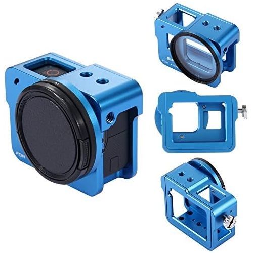  PULUZ Housing Shell Case CNC Aluminum Alloy Protective Cage with Insurance Frame & 52mm UV Lens for Hero 7 Black New Hero (2018) Hero 6 5 (Blue)