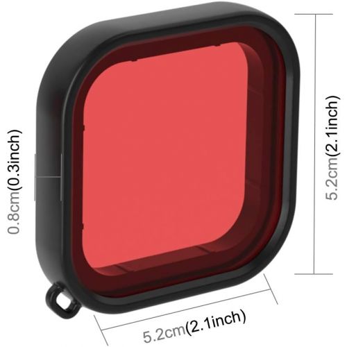  PULUZ Diving Lens Filters Accessories for GoPro Hero 8 Black, Square Waterproof Housing Diving Color Lens Filter for GoPro Hero 8 Black Action Camera (Red)