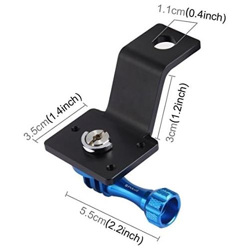  PULUZ Motorcycle Mirror/Pinch Bolt Mount Fixed Metal Bike Holder Mount for DJI Osmo Action/GoPro Hero 7 / Hero 6 / Hero 5 Hero 4 Session Xiaoyi MiJia Sport Camera (Blue)