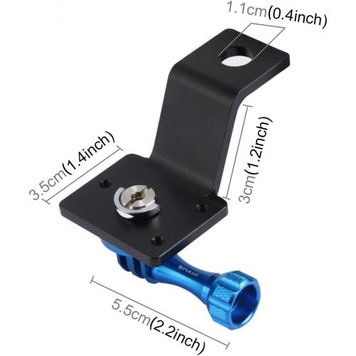  PULUZ Motorcycle Mirror/Pinch Bolt Mount Fixed Metal Bike Holder Mount for DJI Osmo Action/GoPro Hero 7 / Hero 6 / Hero 5 Hero 4 Session Xiaoyi MiJia Sport Camera (Blue)