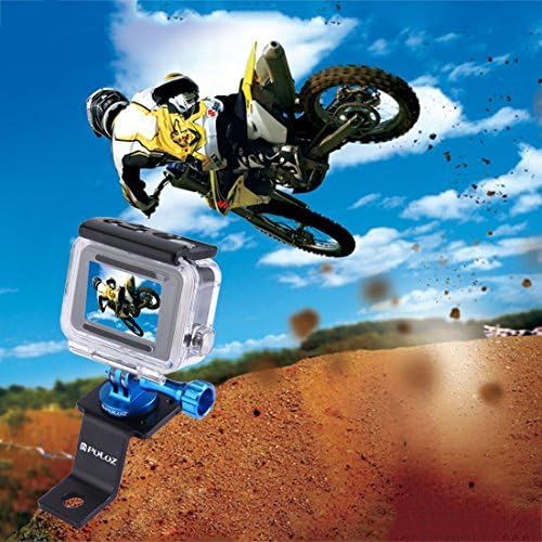 PULUZ Motorcycle Mirror/Pinch Bolt Mount Fixed Metal Bike Holder Mount for DJI Osmo Action/GoPro Hero 7 / Hero 6 / Hero 5 Hero 4 Session Xiaoyi MiJia Sport Camera (Blue)