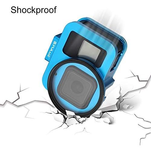  PULUZ Aluminum Alloy Case for GoPro Hero 8 Black Housing Shell Case CNC Protective Cage with Insurance Frame & 52mm UV Lens (Blue)