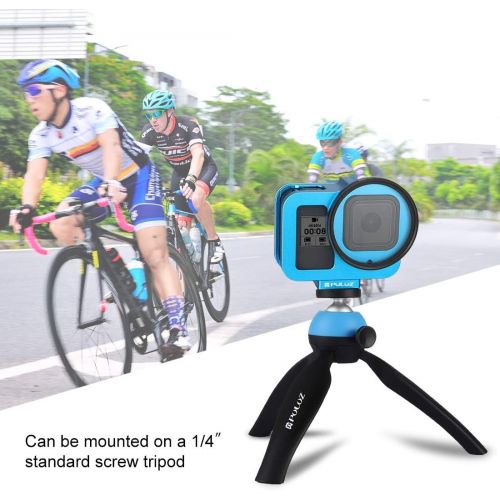  PULUZ Aluminum Alloy Case for GoPro Hero 8 Black Housing Shell Case CNC Protective Cage with Insurance Frame & 52mm UV Lens (Blue)