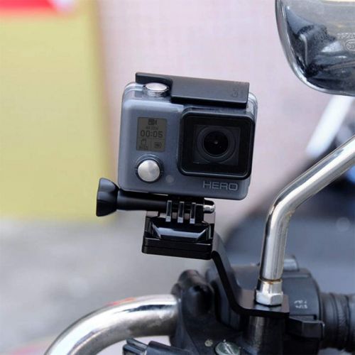  PULUZ Motorcycle Camera Mount Adapter Compatible for GoPro HERO9 Black/HERO8/HERO7/DJ OSMO/Xiaoyi Aluminum Alloy Camera Holder Mount with Tripod Adapter & Screw