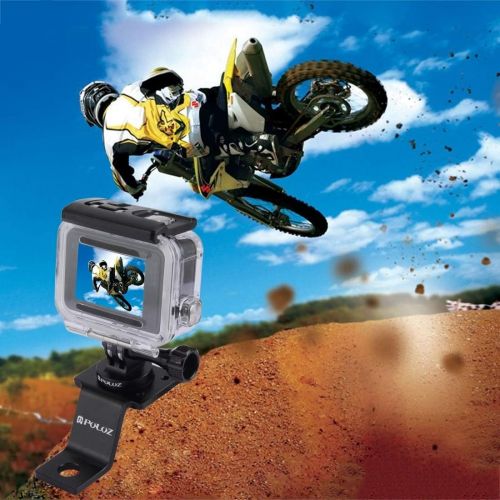  PULUZ Motorcycle Camera Mount Adapter Compatible for GoPro HERO9 Black/HERO8/HERO7/DJ OSMO/Xiaoyi Aluminum Alloy Camera Holder Mount with Tripod Adapter & Screw