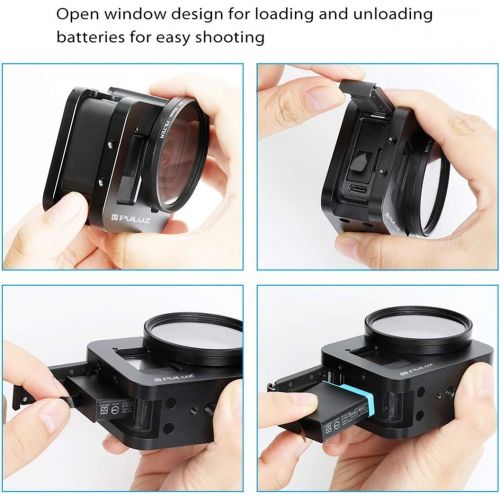  PULUZ for GoPro HERO8 Black CNC Aluminum Alloy Housing Shell Case Protective Cage with Insurance Frame & 52mm UV Lens for GoPro HERO8 Black