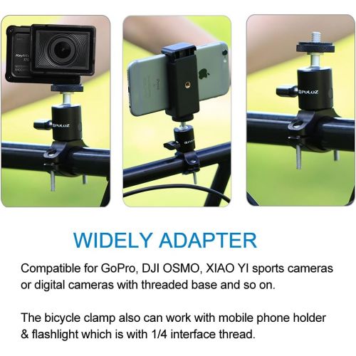  PULUZ Camera Handlebar Mount for Gopro Bike Motorcycle Mount, Aluminum Bicycle Camera Adapter Mount Holder for Gopro Hero 10/9/8/7 All Model /DJI OSMO Action Camera Accessories