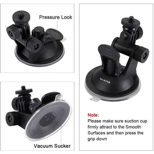  PULUZ Suction Cup Mount for Gopro Car Mount, Adjustable Vehicle Window & Windshield Mount Holder, Compatible with Gopro Hero 10/9/8/7/6/5/4/3+/3/Session/DJI OSMO Action Camera Moun