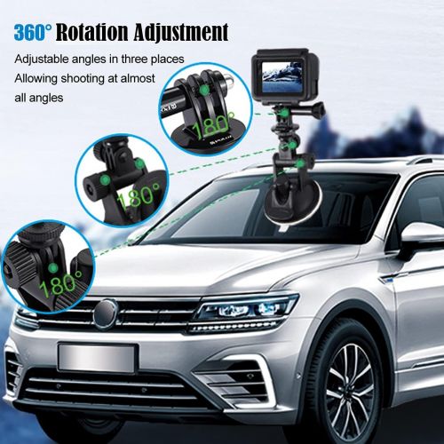  PULUZ Suction Cup Mount for Gopro Car Mount, Adjustable Vehicle Window & Windshield Mount Holder, Compatible with Gopro Hero 10/9/8/7/6/5/4/3+/3/Session/DJI OSMO Action Camera Moun