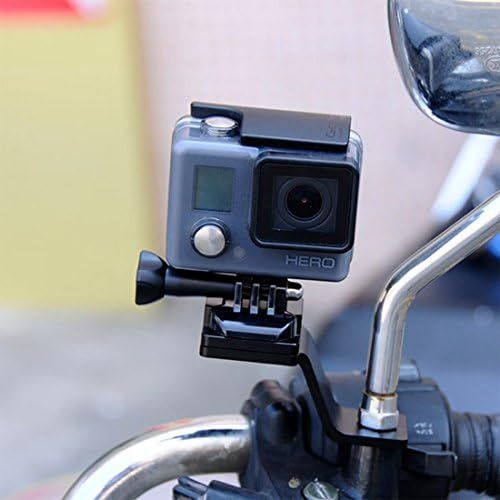  [아마존베스트]PULUZ Accessories Motorcycle Mirror/Bolt Fixed Mount Metal Bicycle Mount for GoPro Hero 5 4 Session Black Silver 4 3 3 2 Sport Action Camera (Black)