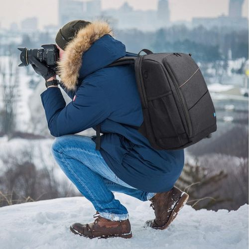  PULUZ Camera Backpack Waterproof Shockproof Camera Bag with rain Cover for DSLR SLR Cameras Lenses 15.6in Laptop Tablet Photography Accessories ( Size: 11.8x7.68x16.9 inches / 30x1