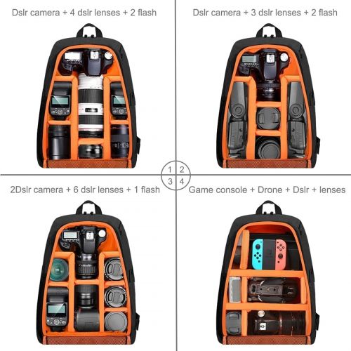  PULUZ Camera Backpack Waterproof Shockproof Camera Bag with rain Cover for DSLR SLR Cameras Lenses 15.6in Laptop Tablet Photography Accessories ( Size: 11.8x7.68x16.9 inches / 30x1