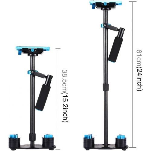  Camera Handheld Stabilizer, PULUZ 24 60cm Professional Carbon Fiber Video Stabilizing Steadicam with 2-way calibration Quick Release Plate 14 screw for DSLR Video Cameras Load Cap