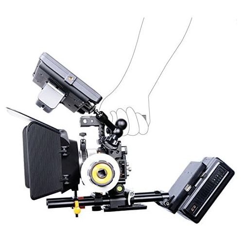  Sony A6000 A6300 A6500 Cage Kit - PULUZ Aluminum Alloy CNC DSLR Camera Video Handle Stabilizer Stabilizing Steadicam Steady cam (Black)