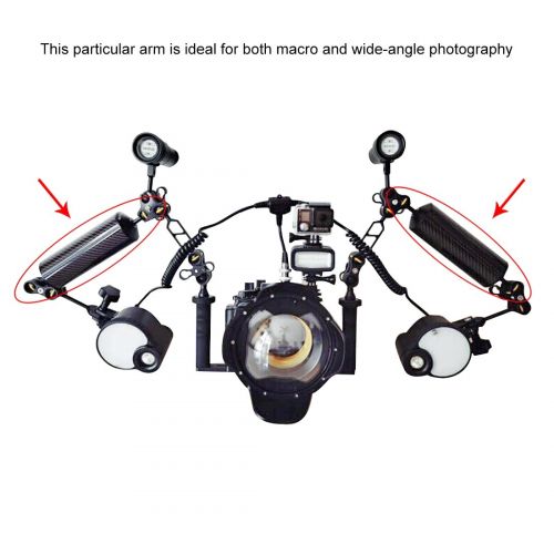  PULUZ 8.86 inch22.5cm Diameter 60cm Carbon Fiber Dual Balls Float Arm Underwater Photography Buoyancy System