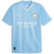 PUMA Men's Soccer Manchester City 23/24 Home Jersey - Celebrate The Etihad Stadium Features of The Club's Inaugural Season