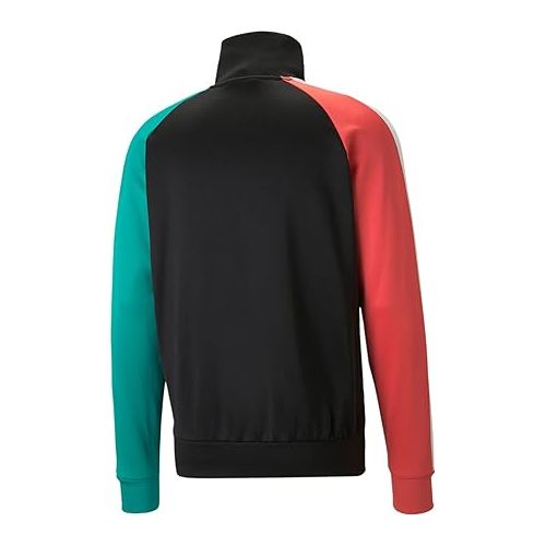 푸마 PUMA Mens Iconic T7 Track Jacket, Puma Black/Multi, Medium US