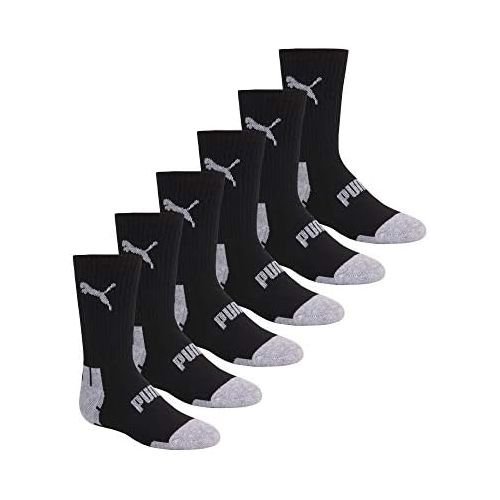 푸마 PUMA boys 6 Pack Crew Cut Socks