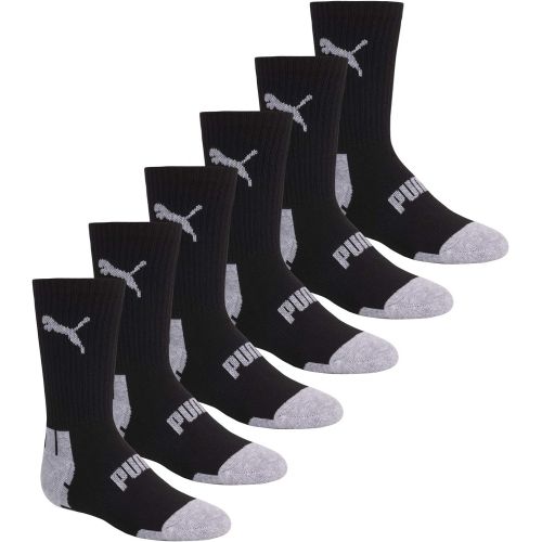 푸마 PUMA boys 6 Pack Crew Cut Socks