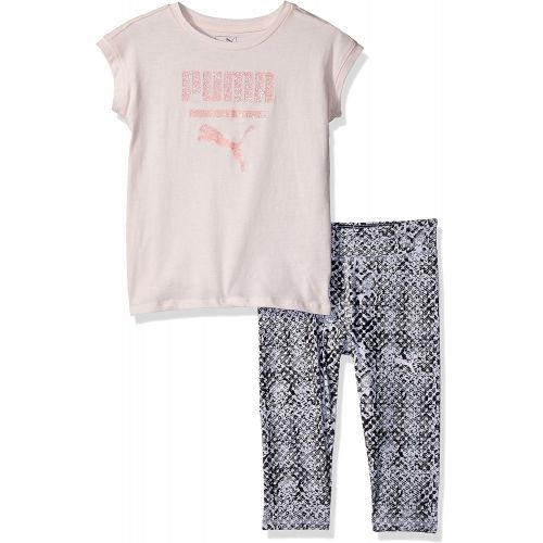 푸마 PUMA Baby Girls 2 Piece Tee & Capri Set