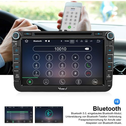  PUMPKIN Vanku Android 10 Car Radio for Golf 5 6 Touran Polo Radio 64GB + 4GB with Navi DVD Player Supports Qualcomm Bluetooth 5.0 DAB + WiFi 4G USB MicroSD 8 Inch IPS Screen