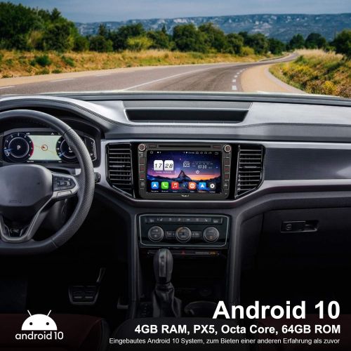 PUMPKIN Vanku Android 10 Car Radio for Golf 5 6 Touran Polo Radio 64GB + 4GB with Navi DVD Player Supports Qualcomm Bluetooth 5.0 DAB + WiFi 4G USB MicroSD 8 Inch IPS Screen