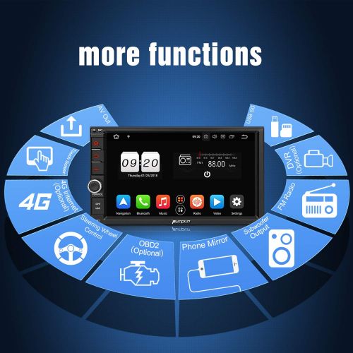  PUMPKIN Android 8.0 Car Stereo Radio Double Din 4GB+ 32GB with Navigation, WiFi, Android Auto, Support Fastboot, Backup Camera, 128GB USB SD, AUX, 7 inch Touch Screen