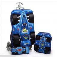 PUQU Childrens suitcase for a boy, childrens luggage, sports car (blue)