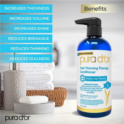  [아마존 핫딜]  [아마존핫딜]PURA DOR Hair Thinning Therapy System - Biotin Shampoo & Conditioner Set for Hair Thinning Prevention With Natural Ingredients for All Hair Types, Men and Women...