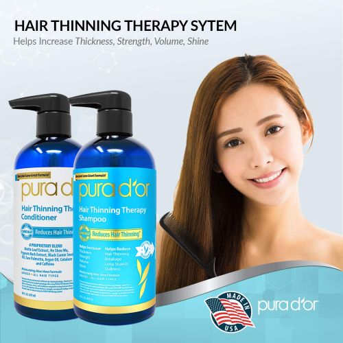  [아마존 핫딜]  [아마존핫딜]PURA DOR Hair Thinning Therapy System - Biotin Shampoo & Conditioner Set for Hair Thinning Prevention With Natural Ingredients for All Hair Types, Men and Women...