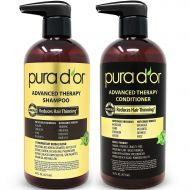 [아마존 핫딜] [아마존핫딜]PURA D’OR Advanced Therapy System - Biotin Shampoo & Conditioner Increases Volume, Strength & Shine, Sulfate Free, Made with Argan Oil, All Hair Types, Men & Women, 16 fl oz (Packa
