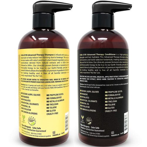  [아마존 핫딜] [아마존핫딜]PURA D’OR Advanced Therapy System - Biotin Shampoo & Conditioner Increases Volume, Strength & Shine, Sulfate Free, Made with Argan Oil, All Hair Types, Men & Women, 16 fl oz (Packa