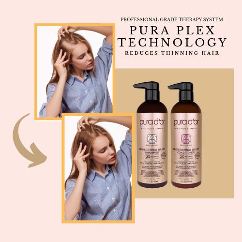  [아마존핫딜][아마존 핫딜] PURA D'OR PURA DOR Professional Grade Golden Biotin Anti-Hair Thinning 2X Concentrated Actives Shampoo & Conditioner Set Clinically Tested - Sulfate Free, Natural Ingredients - All Hair Type