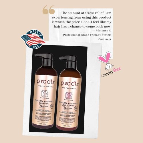  [아마존핫딜][아마존 핫딜] PURA D'OR PURA DOR Professional Grade Golden Biotin Anti-Hair Thinning 2X Concentrated Actives Shampoo & Conditioner Set Clinically Tested - Sulfate Free, Natural Ingredients - All Hair Type