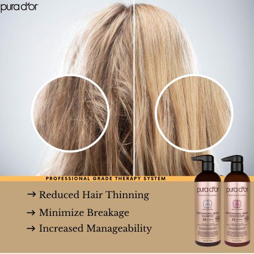  [아마존핫딜][아마존 핫딜] PURA D'OR PURA DOR Professional Grade Golden Biotin Anti-Hair Thinning 2X Concentrated Actives Shampoo & Conditioner Set Clinically Tested - Sulfate Free, Natural Ingredients - All Hair Type