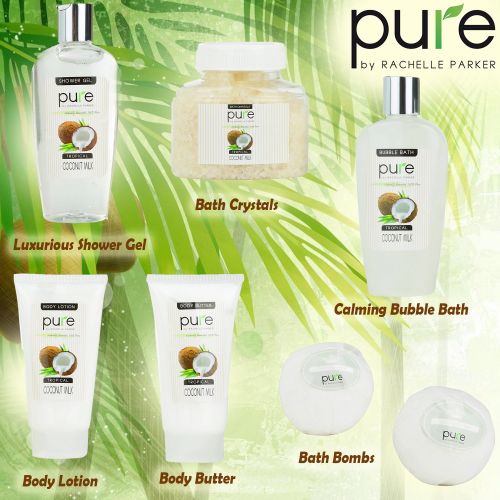  PURE PLANT HOME Mothers Day Spa Basket Coconut Milk Bubble Bath, Body Butter, Body Lotion, Bath Bombs. Bath & Body Gift Basket for Women & Girls Gift. Spa Gift basket as Thank You Gift,Birthday Gi