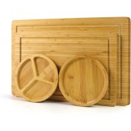 [아마존베스트]PURENJOY Bamboo Wood Cutting Board, Chopping Board, Cheese Board Serving Tray for Serving Cheeses, Meats, Crackers, and Wine,Unique Gifts for Birthday, Wedding,Party (Rectangle, 9.