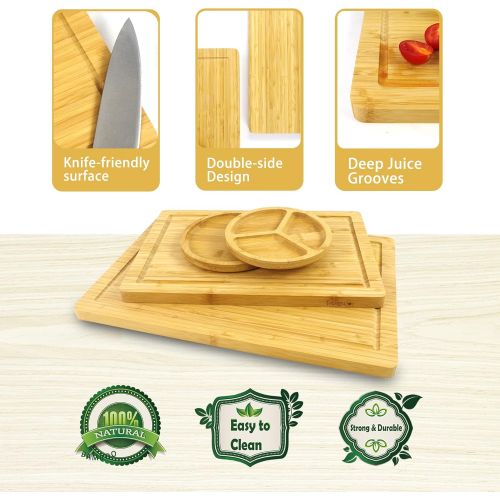 [아마존베스트]PURENJOY Bamboo Wood Cutting Board, Chopping Board, Cheese Board Serving Tray for Serving Cheeses, Meats, Crackers, and Wine,Unique Gifts for Birthday, Wedding,Party (Rectangle, 9.