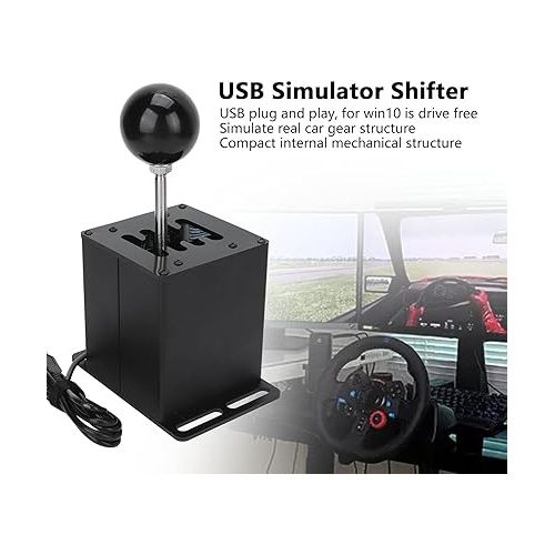  PUSOKEI USB Simulator Gear Shifter for ATS ETS Dust WRC Sim Racing Game, Windows PC 7 R H Gear Shifter for G29 G27 G25 G920, for Thrustmaster T300RS GT Steering Wheel