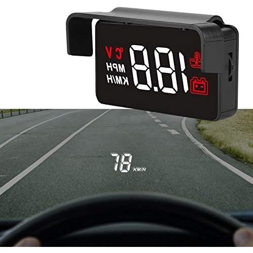  PUSOKEI Car HUD OBD 2 Head Up Display, Driving Speed, Water Temperature, Voltage, Suitable for OBD and GPS Dual System Car Displa, Plug and Play