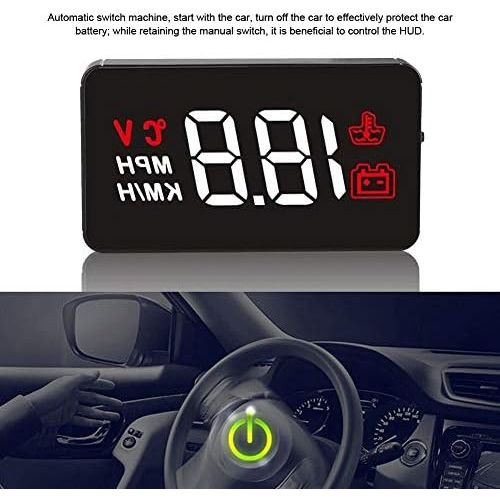  PUSOKEI Car HUD OBD 2 Head Up Display, Driving Speed, Water Temperature, Voltage, Suitable for OBD and GPS Dual System Car Displa, Plug and Play