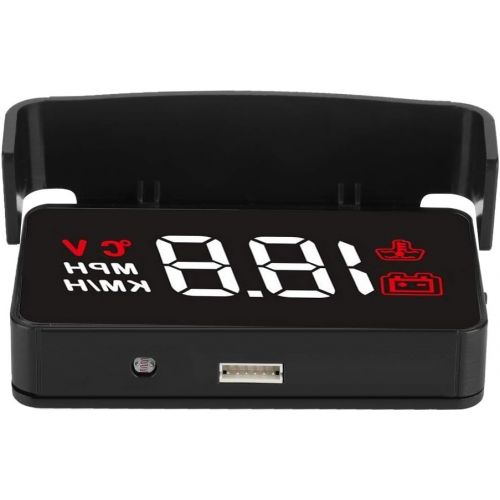  PUSOKEI Car HUD OBD 2 Head Up Display, Driving Speed, Water Temperature, Voltage, Suitable for OBD and GPS Dual System Car Displa, Plug and Play