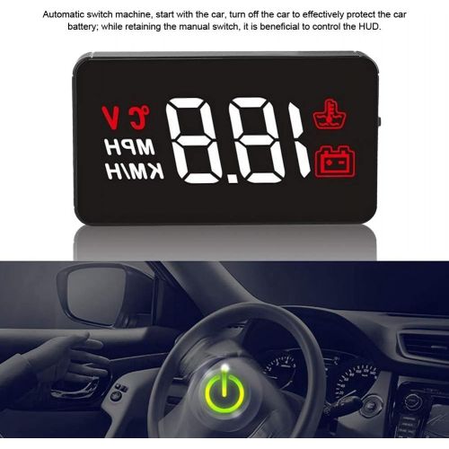  PUSOKEI Car HUD OBD 2 Head Up Display, Driving Speed, Water Temperature, Voltage, Suitable for OBD and GPS Dual System Car Displa, Plug and Play