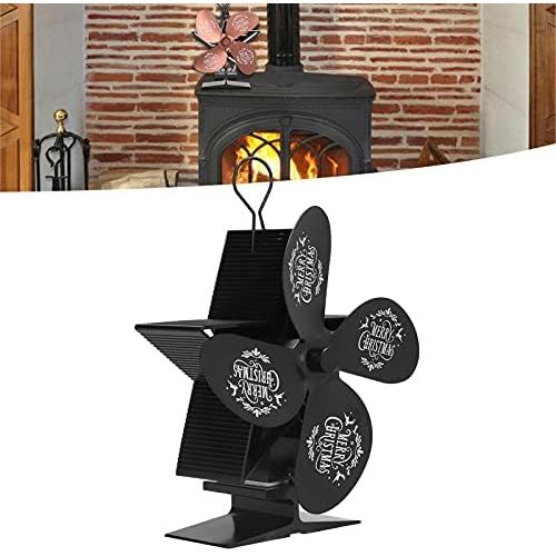  PUSOKEI Upgraded 4 Blades Fireplace Fan, Low Noise Fireplace Fan, with Thermoelectric Module, for Gas/Pellet/Wood/Log Stoves(Black)