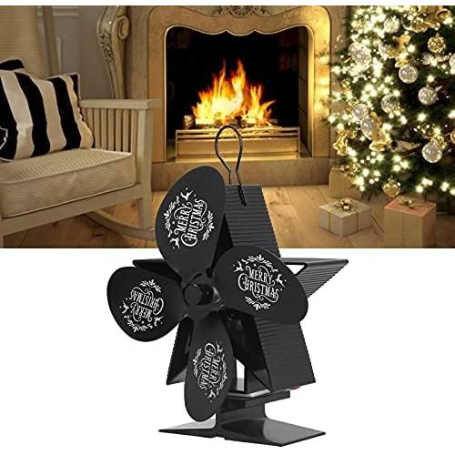  PUSOKEI Upgraded 4 Blades Fireplace Fan, Low Noise Fireplace Fan, with Thermoelectric Module, for Gas/Pellet/Wood/Log Stoves(Black)