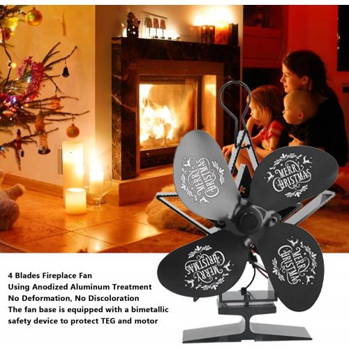  PUSOKEI Upgraded 4 Blades Fireplace Fan, Low Noise Fireplace Fan, with Thermoelectric Module, for Gas/Pellet/Wood/Log Stoves(Black)