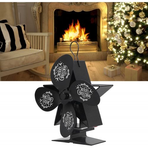  PUSOKEI Upgraded 4 Blades Fireplace Fan, Low Noise Fireplace Fan, with Thermoelectric Module, for Gas/Pellet/Wood/Log Stoves(Black)