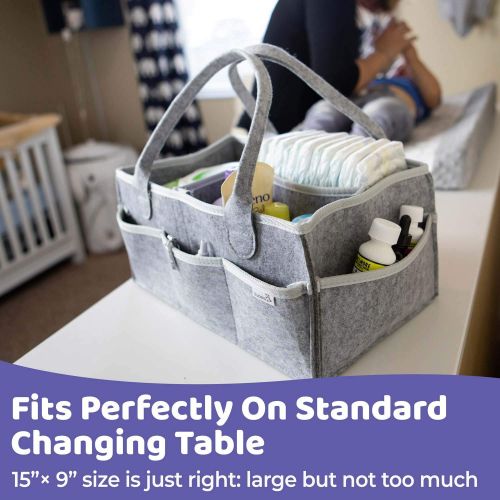  [아마존베스트]PUTSKA Putska Baby Diaper Caddy Organizer - Gift Registry for Baby Shower, Nursery Organizer, Neutral Baby Gift Basket, Changing Table Organizer (Diaper Caddy)